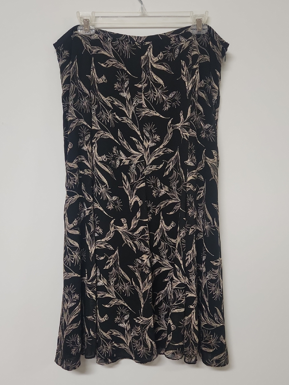 Evan Picone Black Skirt with Cream Botanical Print